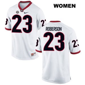 Women's Georgia Bulldogs NCAA #23 Caleeb Roberson Nike Stitched White Authentic College Football Jersey QVF7554QJ